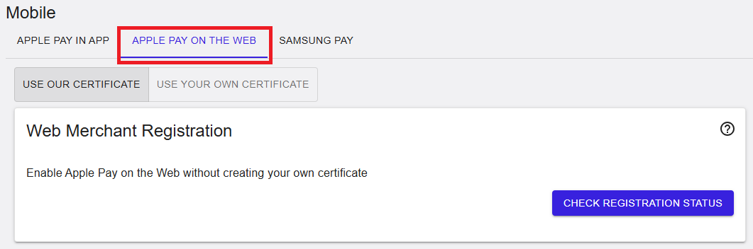 Apple Pay on the Web registration