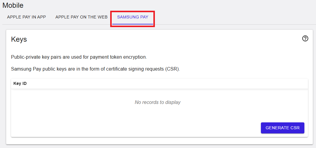 Samsung Pay keys