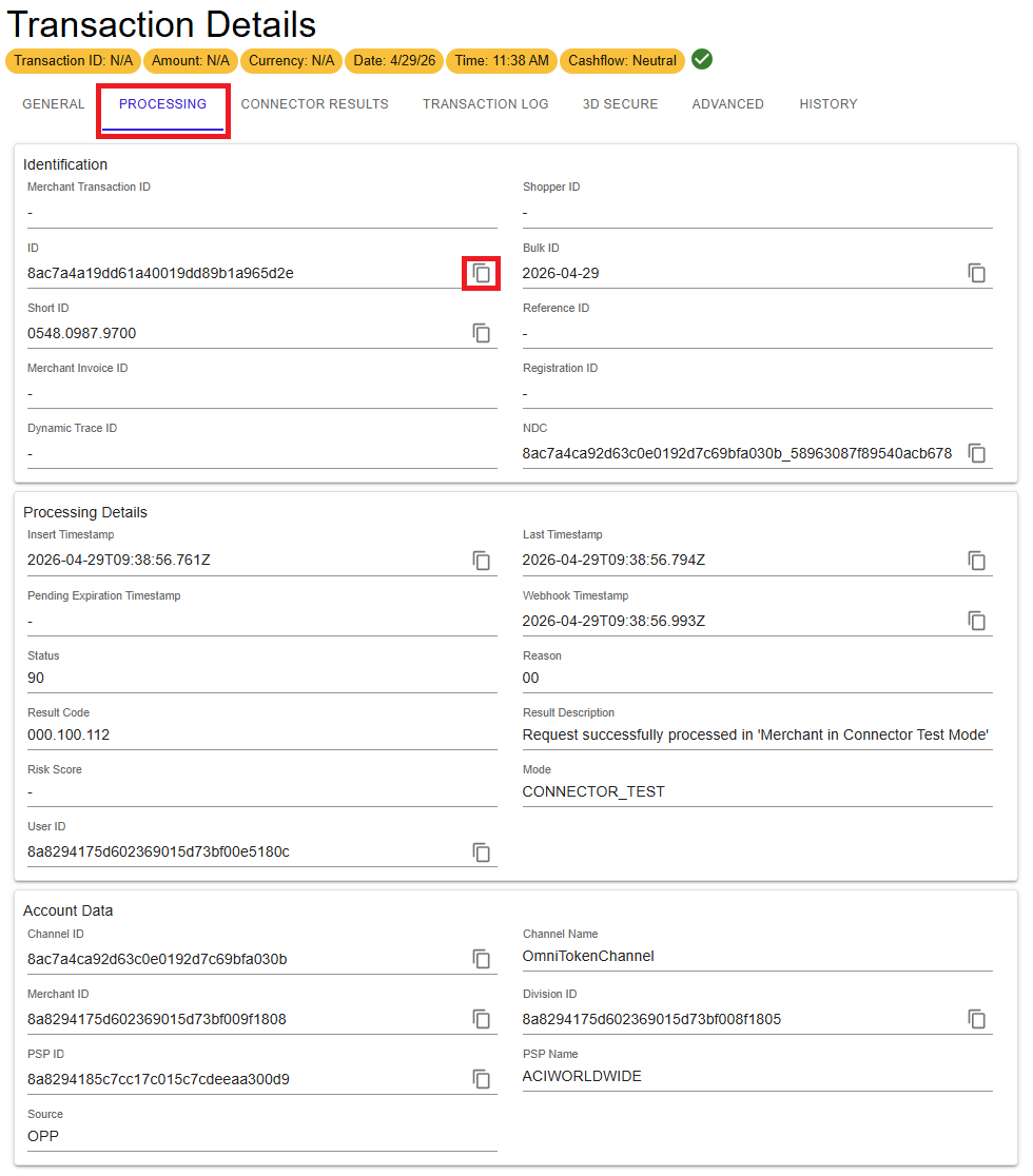 Transaction Processing details